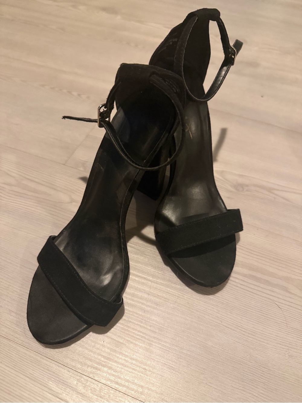 Lulus Black Suede Ankle-Strap Block Heels
